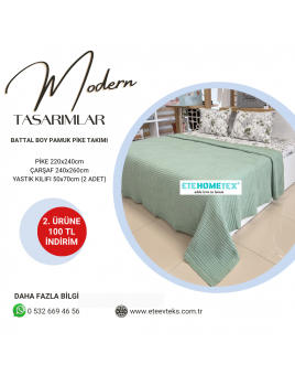 ETEHOMETEX ÇİFT KİŞİLİK HAVUZLU PİKE TAKIMI YEŞİL 8696474231881